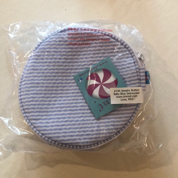 Oh Mint Baby Blue Seersucker Jewelry Button - Picture 1 of 1
